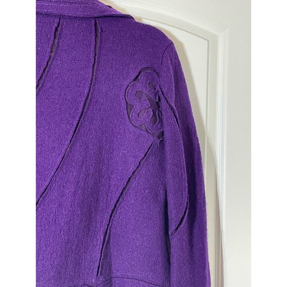 Nikki Valenti Wool Blazer Phoebe Friends Purple Floral Boho Cottagecore NWT - Picture 4 of 7